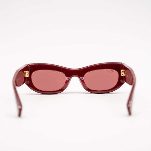 Gucci GG1809S Rectangular Sunglasses Red Gold Acetate main image 4